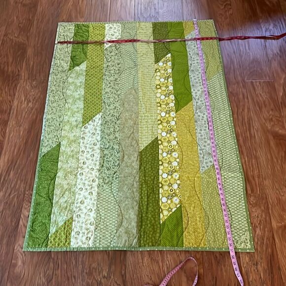 Stitches For Kids Quilt 57 In X 38 In Rectangle Green Orange Yellow Cotton - Picture 1 of 3